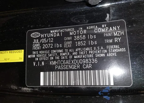 2013 Hyundai Veloster Turbo W/Blue from USA, damaged, VIN KMHTC6AEXDU098336